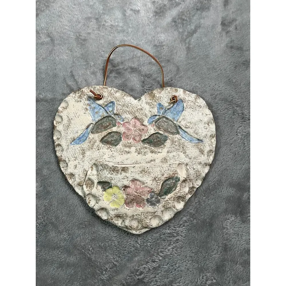 Handmade Pastel Clay Whimsical Heart-Shaped Wall Vase For Flowers Gift Of Love